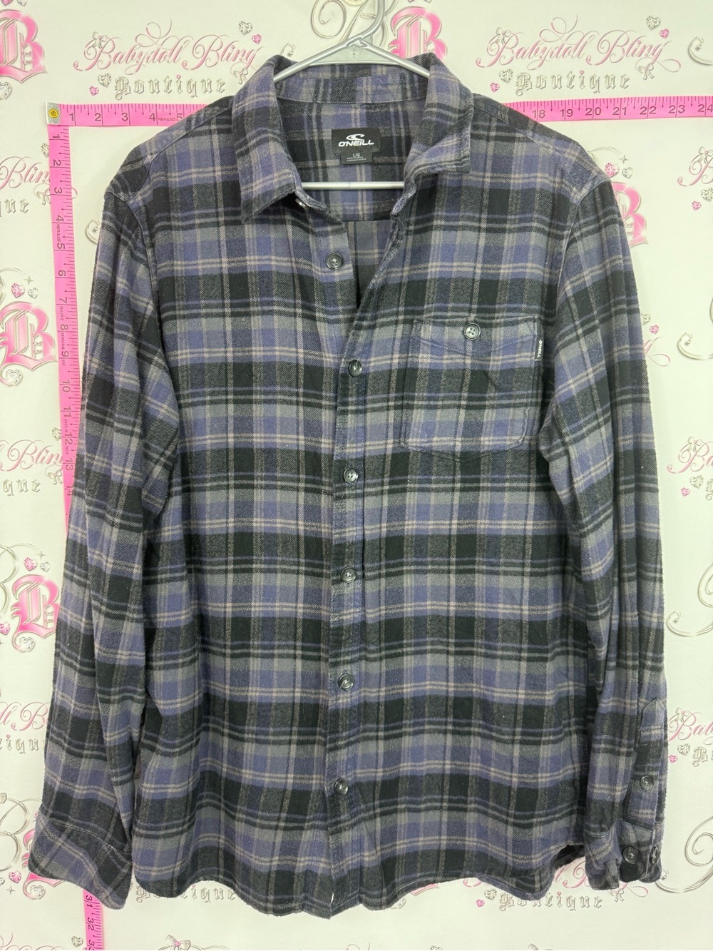 O'Neill Men's Gray and Purple blue Plaid Button-Down Shirt